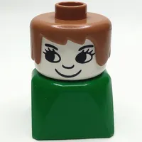 Duplo 2 x 2 x 2 Figure Brick Early, Long Swept Hair Fabuland Brown, Eyelashes Print