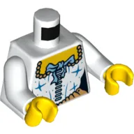 Torso Corset and Medium Blue Ribbon Print, White Arms, Yellow Hands