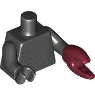 Torso Shell with Scales and Dark Green Specks Print, Black Arms and Right Hand, Dark Red Crab Pincer Left