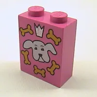 Brick 1 x 2 x 2 with Inside Axle Holder with Dog Biscuit Box Print