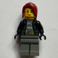 Criminal, Woman, Open Black Jacket over Prison Shirt, Dark Red Hair