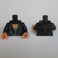 Torso Jacket, Open over Open Shirt, Hairy Chest, Belt and Pendent Print, Black Arms, Nougat Hands