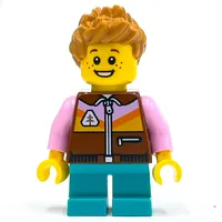 Boy, Reddish Brown Jacket, Dark Turquoise Legs