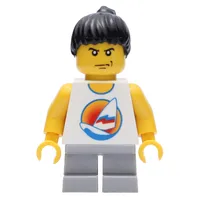 Kid - White Torso, Light Blush Grey Legs, Black Hair