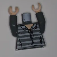 Torso Shirt, Tattered with Prison Stripes Print, Dark Bluish Gray Arms, Light Nougat Hands
