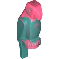 Animal, Bird, Parrot, Wide Beak and Tail with Marbled Dark Turquoise Pattern