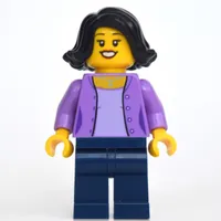 Woman, Medium Lavender Sweater, Dark Blue Legs, Black Hair