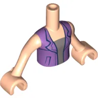Minidoll Torso Girl with Silver Undershirt and Medium Lavender Jacket with Lapels and Pockets Print, Light Nougat Arms and Hands