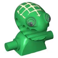 Minifig Head Special, Frenzy with Lime Eyes and Open Jagged Mouth, Torso Extension with Handles