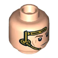 Minifig Head Anakin Skywalker, Gold Headset, Closed Mouth Smile / Angry Print