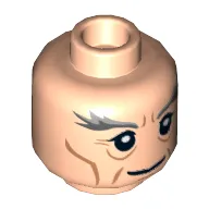 Minifig Head Gandalf, Thick Gray Eyebrows, Cheek Lines and Wrinkles Print