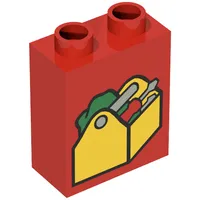 Duplo Brick 1 x 2 x 2 with Tool Box Print
