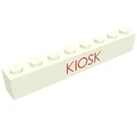 Brick 1 x 8 with 'KIOSK' Thin Red Print