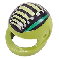 Helmet, Standard with Green Stripes, Black Bars, and White Checks Print