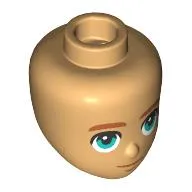 Minidoll Head Dark Orange Eyebrows, Dark Turquoise Eyes, Thin Mouth