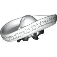 Hair and Hat, Sombrero with Black Hair, Silver Decorations print
