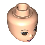 Minidoll Head with Brown Eyes, Pink Lips and Open Mouth Print (Mulan)