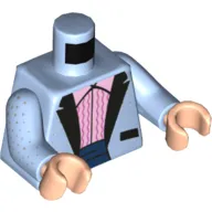 Torso Tuxedo Jacket with Silver Dots, Bright Pink Ruffled Shirt Print (Dick Grayson), Bright Light Blue Arms, Light Nougat Hands