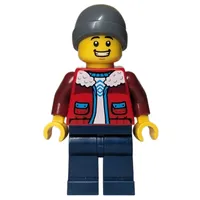 Red Torso, Dark Blue Legs, Dark Bluish Grey Beanie