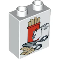 Duplo Brick 1 x 2 x 2 with Scissors, Bandages and Tongue Depressors Print