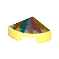 Tile Round 1 x 1 Quarter with Orange, Lavender, Medium Lavender, Dark Turquoise, Bright Light Orange Feathers, Palm Leaves print