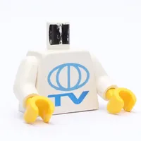 Torso TV Globe Big Print, White Arms, Yellow Hands