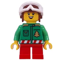 Elf - Bright Green Torso, Red Legs, Aviator Cap