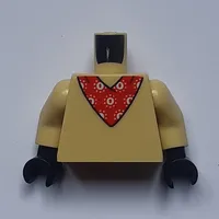 Torso Red Neckerchief with White Design / Neckerchief Knot and Curly Tail Print, Tan Arms, Black Hands