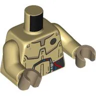 Torso, Droid Paneling, Red/Blue/Silver Wires print, Tan Arms, Dark Tan Hands