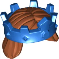 Hair and Crown, Mid-Length Straight with Blue Crown Print