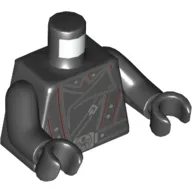Torso Jacket with Dark Red Lines, Open Lapel, and Belt Print, Black Arms and Hands