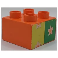 Duplo Brick 2 x 2 with Flower Wallpaper Print