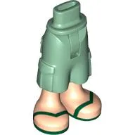 Minidoll Hips and Cargo Pants with Light Nougat Legs and Dark Green Sandals Print