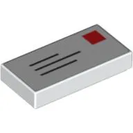 Tile 1 x 2 with Mail Envelope, Letter, Address and Red Stamp Print