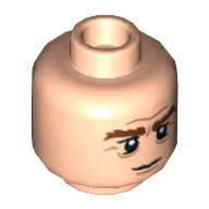 Minifig Head Gimli, Dual Sided, Bushy Brown Eyebrows, Stern / Grimacing Print [Hollow Stud]