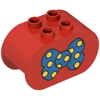 Duplo Brick 2 x 4 x 2 Rounded Ends with Blue Bow Tie with Yellow Spots Print
