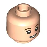 Minifig Head Princess Leia, Dark Brown Eyebrows, Open Mouth Smile/Frown