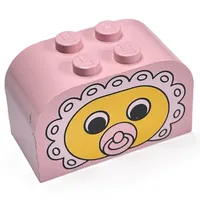 Brick Curved 2 x 4 x 2 Double with Baby Face Pacifier Print