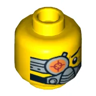 Minifig Head Solomon Blaze, Cyborg Eyepiece, Eyebrow Left Side, Breathing Apparatus / Worried Print