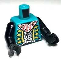 Torso Jacket with Gold Trim, White Shirt, Handkerchief, Anchor on Chain print, Black Arms and Hands