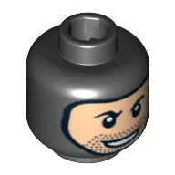 Minifig Head Boba Fett / Stormtrooper, Balaclava with Light Nougat Face, Stubble and Rakish Smile Print [Blocked Open Stud]