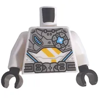 Torso Armor, Light Bluish Gray Panels, Utility Belt print (Zane), White Arms, Black Hands