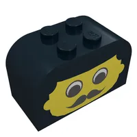 Brick Curved 2 x 4 x 2 Double with Face/Moustache Print