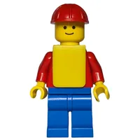 Construction Worker, Red Torso, Blue Legs, Red Hard Hat, Yellow Vest