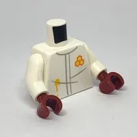 Torso Jacket with Honey Stain, and Honeycomb Logo Print, White Arms, Dark Red Hands