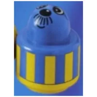 Primo Brick 1 x 1 with Round Rattle and Face, Yellow Stripes Print