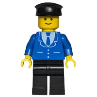 Man, Blue Jacket with Tie and Three Buttons, Black Legs, Black Hat