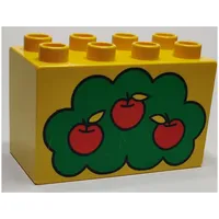 Duplo Brick 2 x 4 x 2 with Apple Tree Print