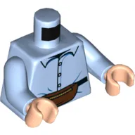 Torso Shirt, Collar and Buttons, Dark Brown Fanny Pack (Bum Bag) Print, Bright Light Blue Arms, Light Nougat Hands