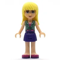 Stephanie - Sand Green Vest, Dark Purple Skirt